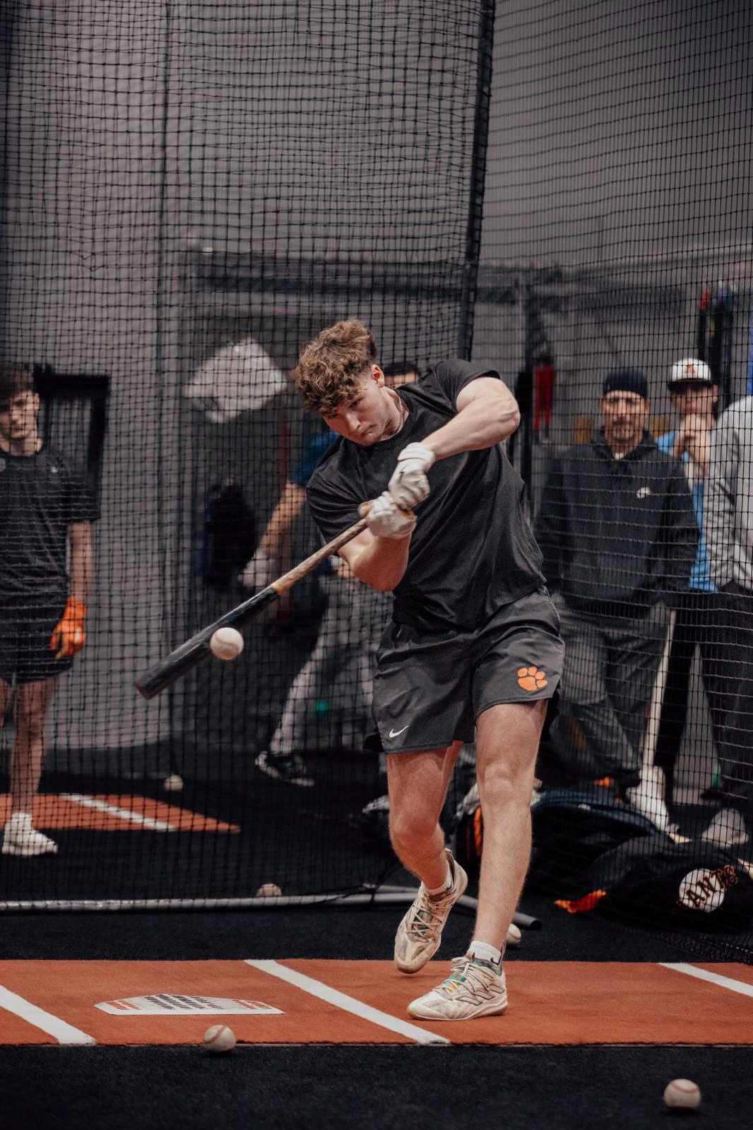 Hitter working in the cage